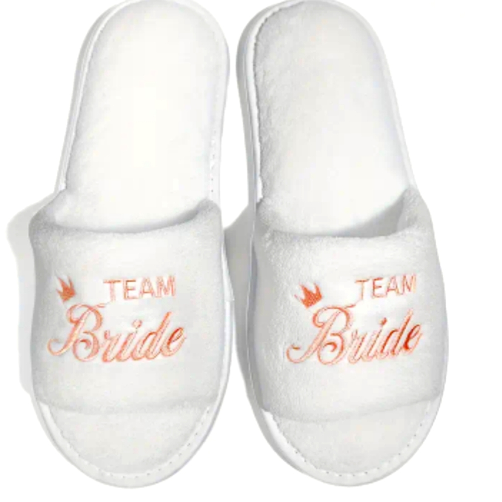 Nwt White Slippers TEAM BRIDE Size OS